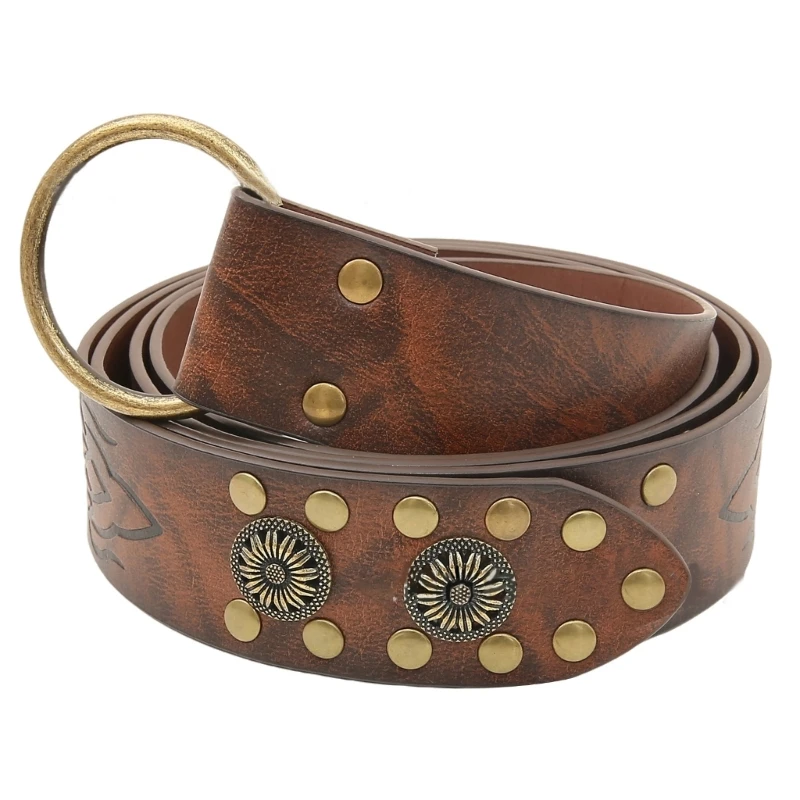 

Men Embossed Belt Studded Belt for Cosplay Parties, Industrial Age Costume