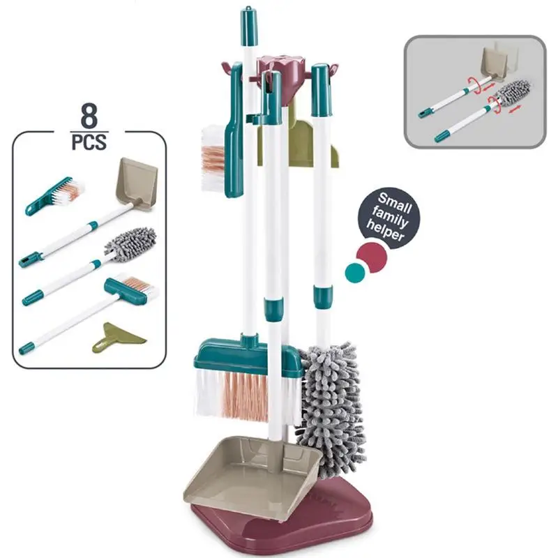 Kids Cleaning Set Pretend Play Kit Cleaning Toys Cleaning Toys Gift For Toddlers Include Broom Mop Duster Dustpan Brushes Rag 4