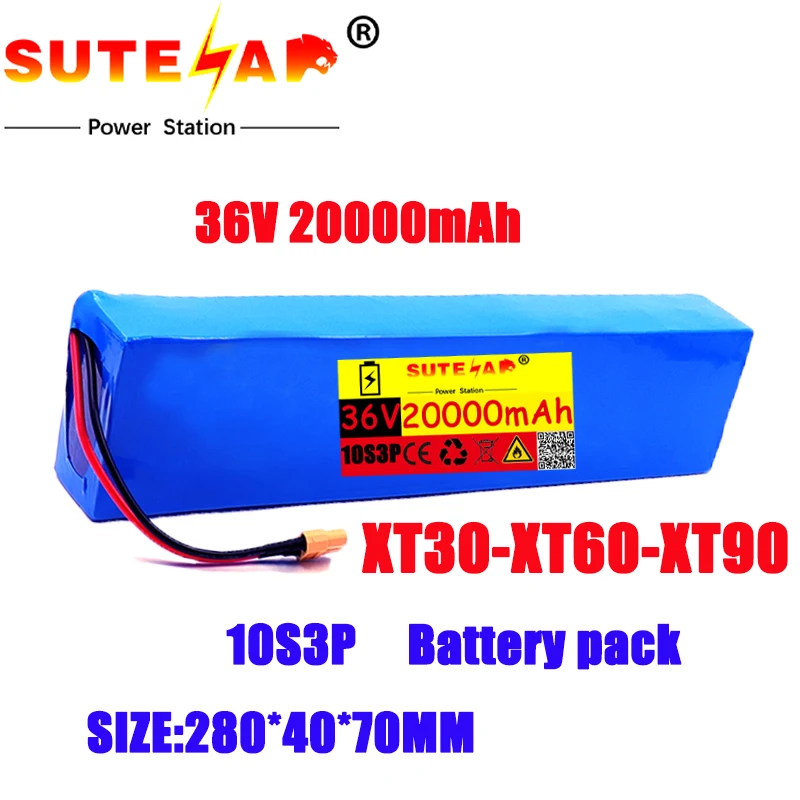 

18650 battery pack.36v 10s3p 20Ah 500W high power 42V for scooters and electric bicycles.Xt60