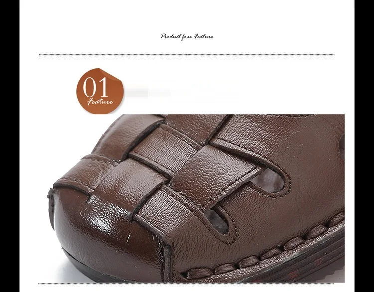 Hübsche orthopädische Sandalen für Damen aus Rindsleder, Mary Jane Schuhe, Damen Keilabsatz-Sandalen, orthopädische geschlossene Zehensandalen für Frauen. – Detail 5