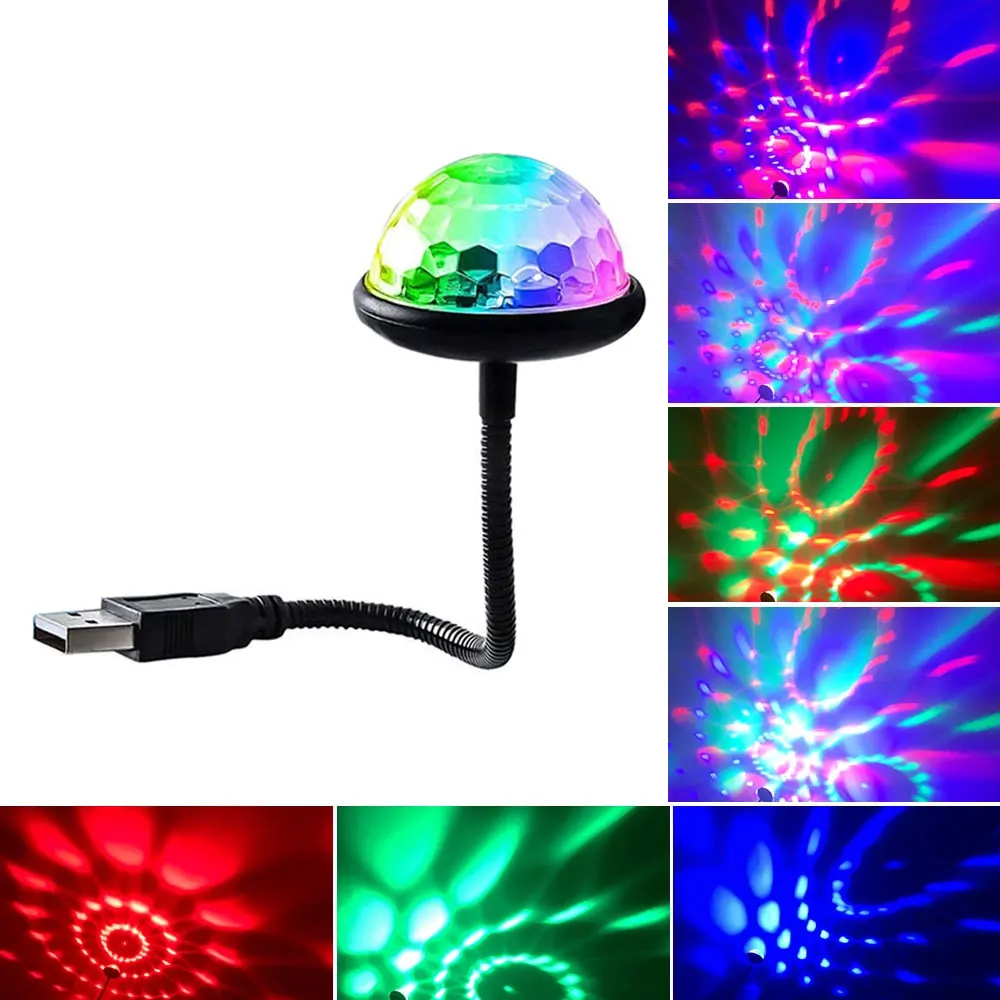 

Universal Car Atmosphere Room Decorations Lamp Magic Strobe Light Dj Lighting Sound Party Mini Disco Ball Lights RGB Multi Color