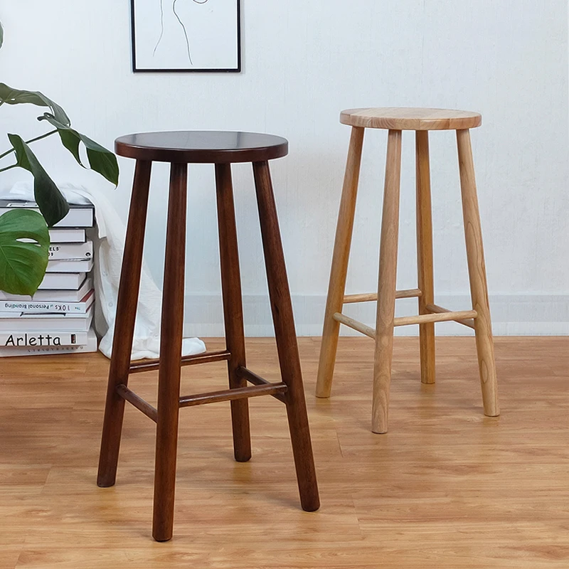 

Library Round Bar Stool Nordic Design Wooden Waiting Bar Stool Minimalist Lounge Taburetes Altos Cocina Restaurant Furniture