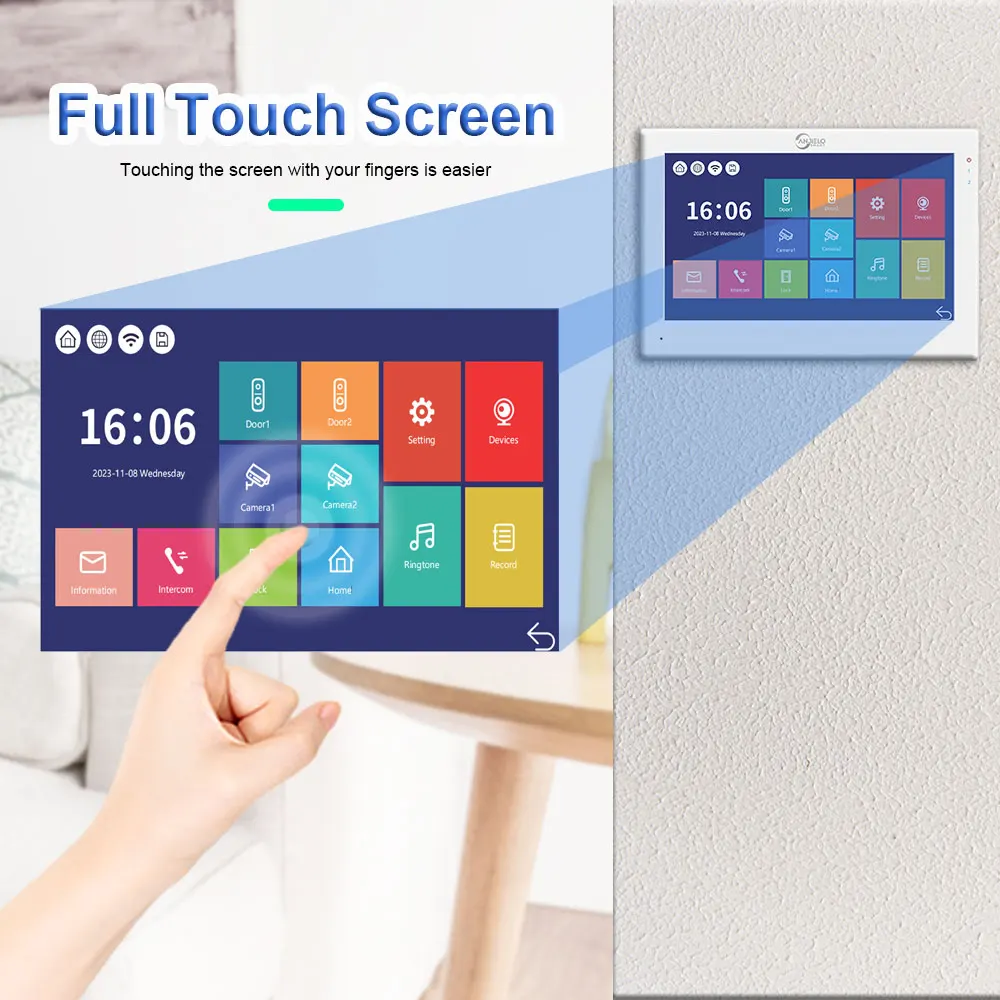 ANJIELO Smart Doorbell Video Intercom System for Home 1080P 7 inch Monitor Video