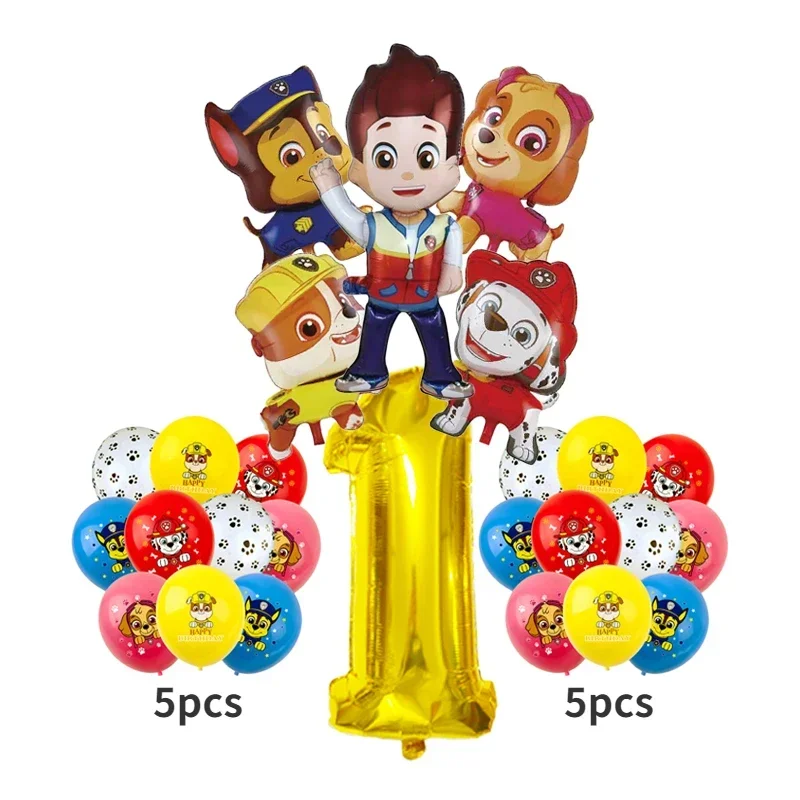 thumbnail image 1 of juego de globos de aluminio con dibujos animados de Paw Patrol, Ryder, Chase, Marshall, Skye, decoración de cumpleaños para niños, suministros para fiestas, juguete de regalo, 1 of 5