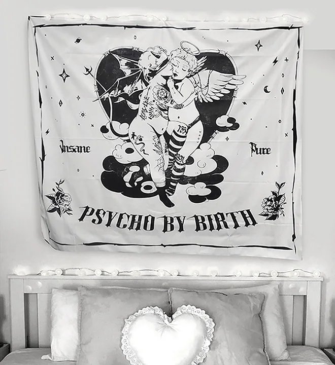 Gothic Little Angel Tattoo Shop Camera Da Letto Panno Fashion Brand Punk Online Cool Girl Wall Cloth Dark Background Cloth