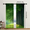 2pc,  Scene Curtains Forest1 Machine Washable Fabric,Without Electricity Spring Party & Holiday Decor Perfect for Holiday 6