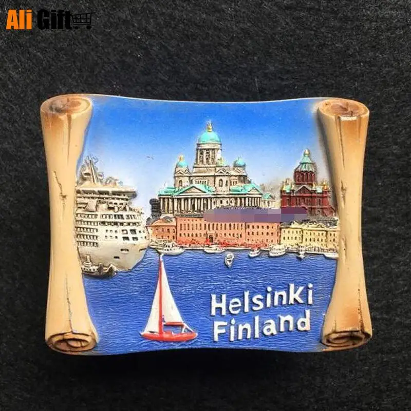 Helsinki Hafen Harbour Holz Souvenir Magnet,Finnland Finland,Neu 