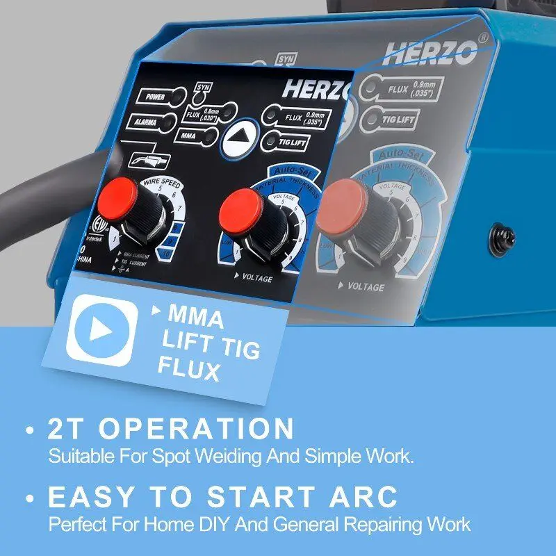 HERZO ARC Digital IGBT Stick MMA Welder Hot Start Portable Welding Machine with AC Motor 220V Voltage New MIG Welders