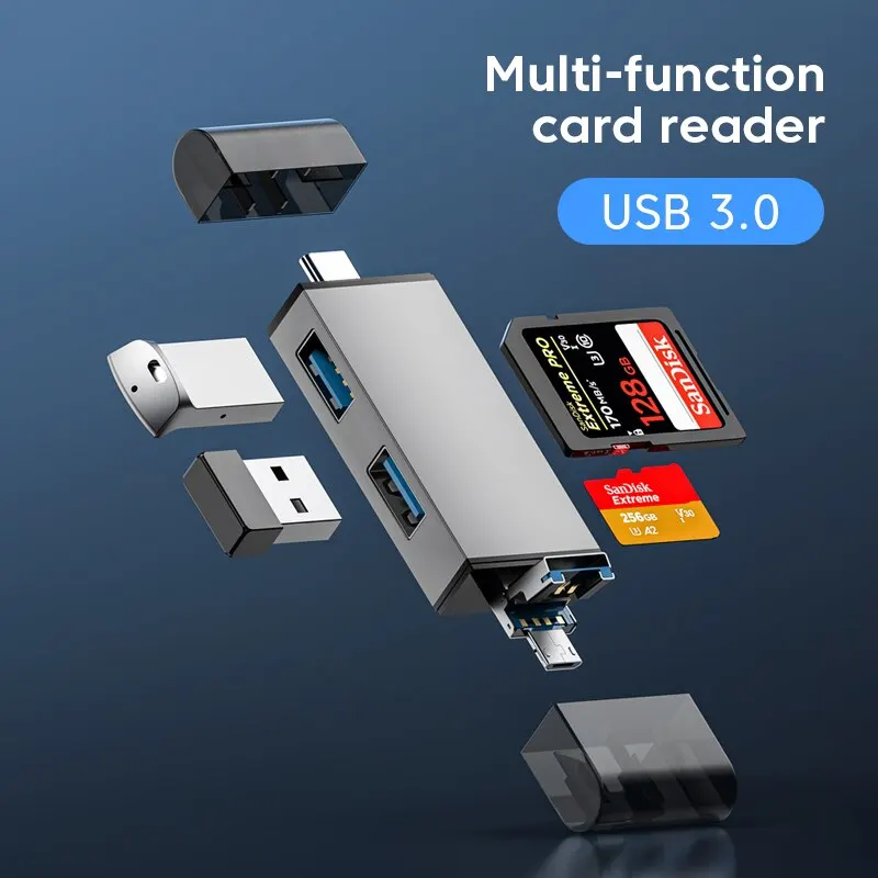 ADAPTATEUR RESEAU,GoId--Mini lecteur de cartes USB 2.0 haute vitesse, adaptateur Micro SD et TF