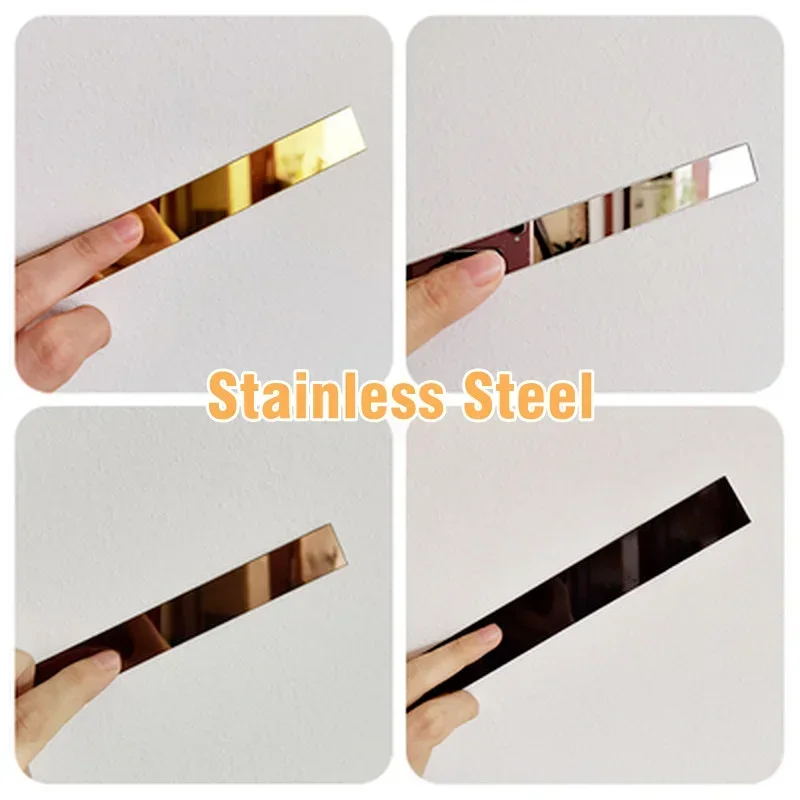3D Sticker Paper DIY Mirror Decor Stickers 3M Self-adhesive Acrylic Art Wall Tile Ceiling Edge 3D Strip Decoration TV Background Wall Sticker