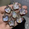 Unit One Piece Natural Opal Gemstone Crystal Chips Star Shaped Glass Wish Bottle Necklace Pendant With Leather Rope 5