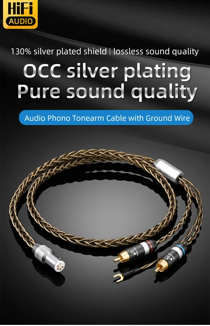 Targa Argento 6N OCC RCA 5 Pin DIN Audio Phono Braccio Tono