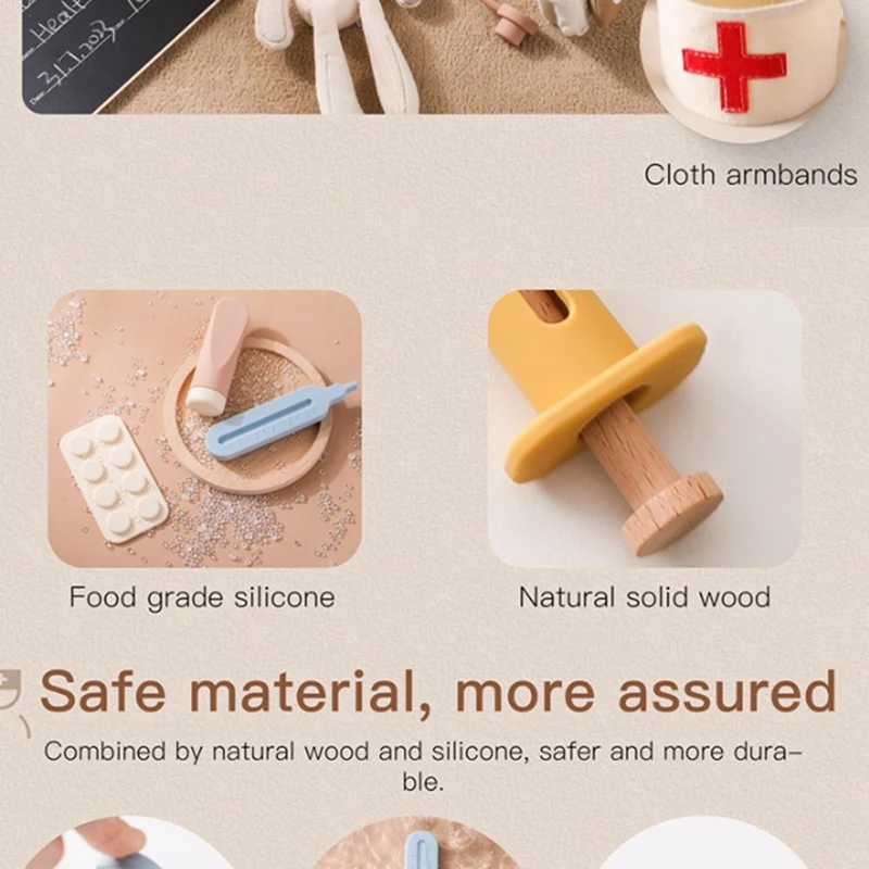 Kids Pretend Role Play Kit -Toys Girls Educational Games Toys As Shown Wood Kids Stethoscope