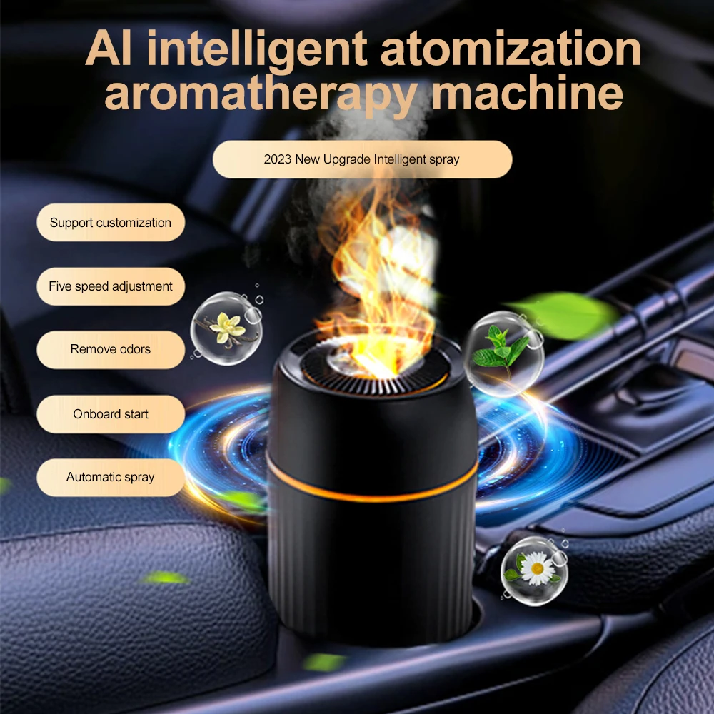 Car Humidifier with Flame Light Silent Aroma Diffuser Home Fragrances Car Air Purifier Aromatherapy 100ml 7 colors Fires