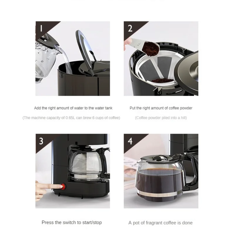 Small Classic American Coffee Machine Portable Home Drip Coffee Machine Freshly Ground Manual Pot Removable Filter