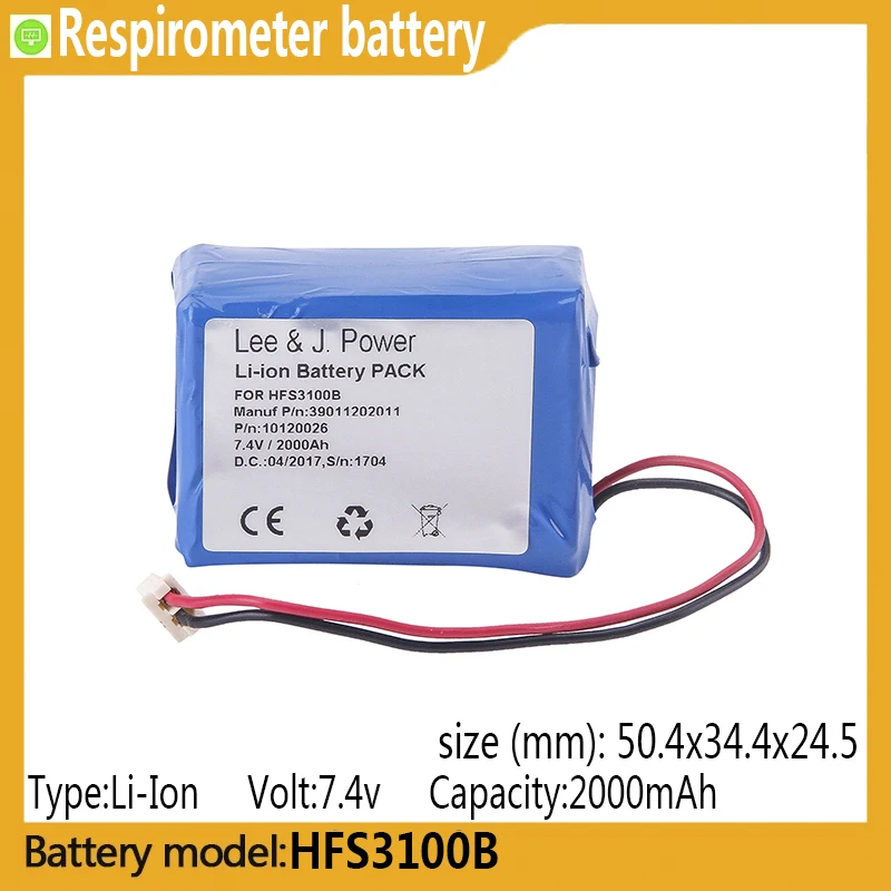 

HFS3100B capacity 2000mAh 7.4v Li-ion battery, suitable for PFIZER,HFS3100B, Respiratory