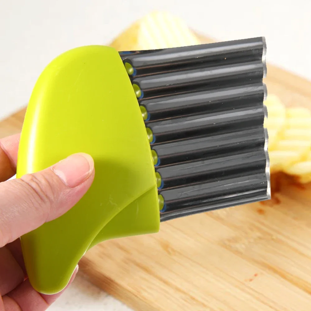 Potato Cutter Stainless Steel Wavy Knife French Fry Chip Cutter Kitchen Vegetable Slicer Cooking