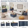 Farmhouse Coffee Table with Hidden Storage, Gallon Square Center Table for Living Room, Rustic Wood Cocktail Tables 3