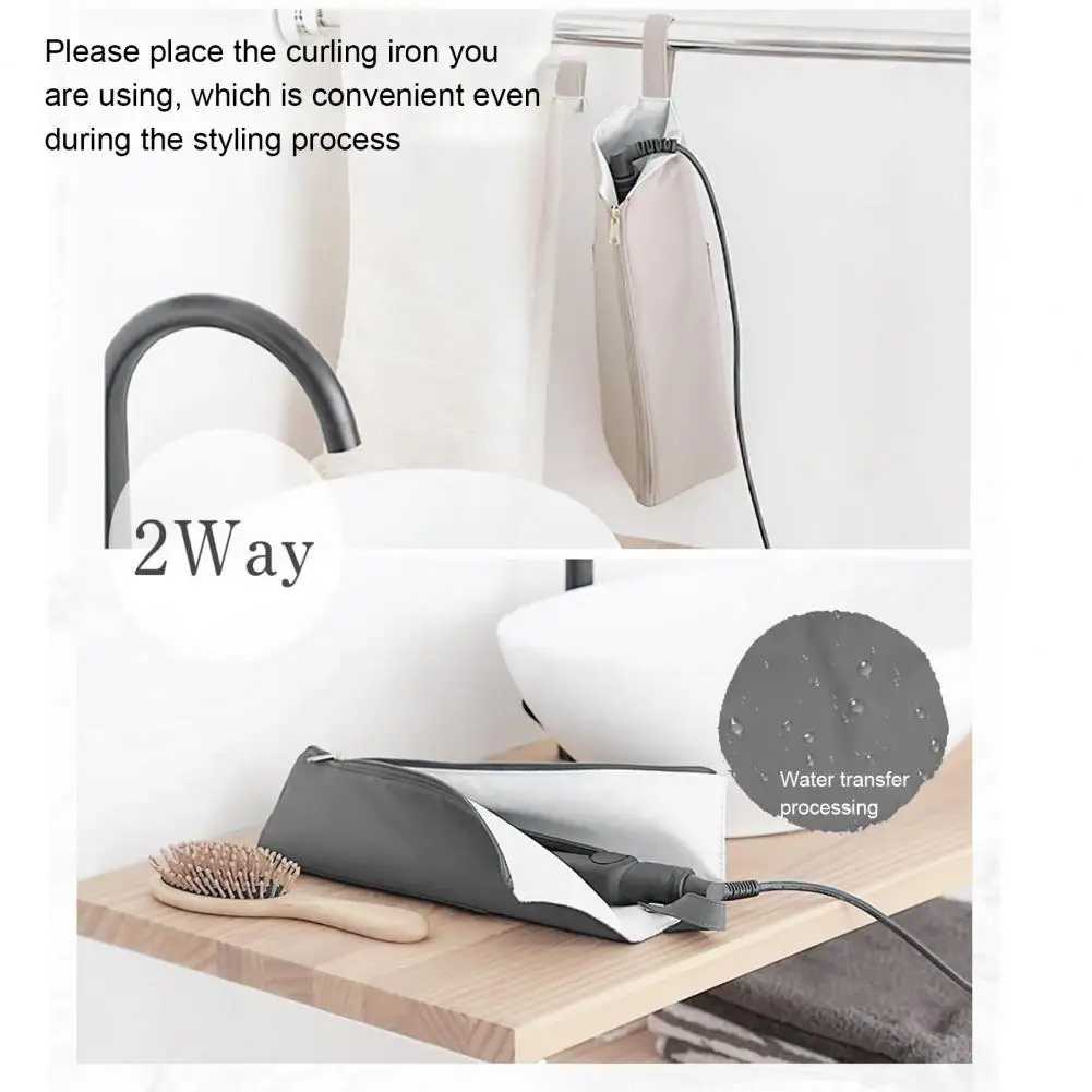 30cm Hair Curling Holder Mat Zipper Closure Heat Resistant Waterproof Portable Multipurpose Travel Bag Tool Outdoor Organizer