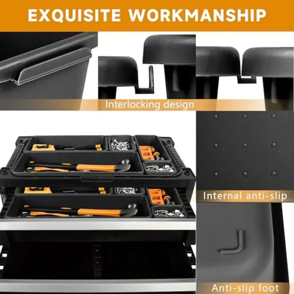 Tool Box Organizer Tray  Set XL L M S XS Sizes Premium Quality Interlocking Design Rolling Toolbox Drawer Organization 5