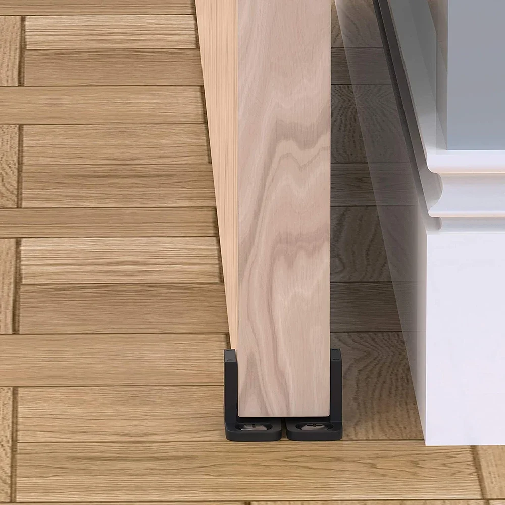 New High Quality Hot Barn Door Guides Adjustable Anti Swinging Black Carbon Steel Floor Guide Parts Sliding Floor