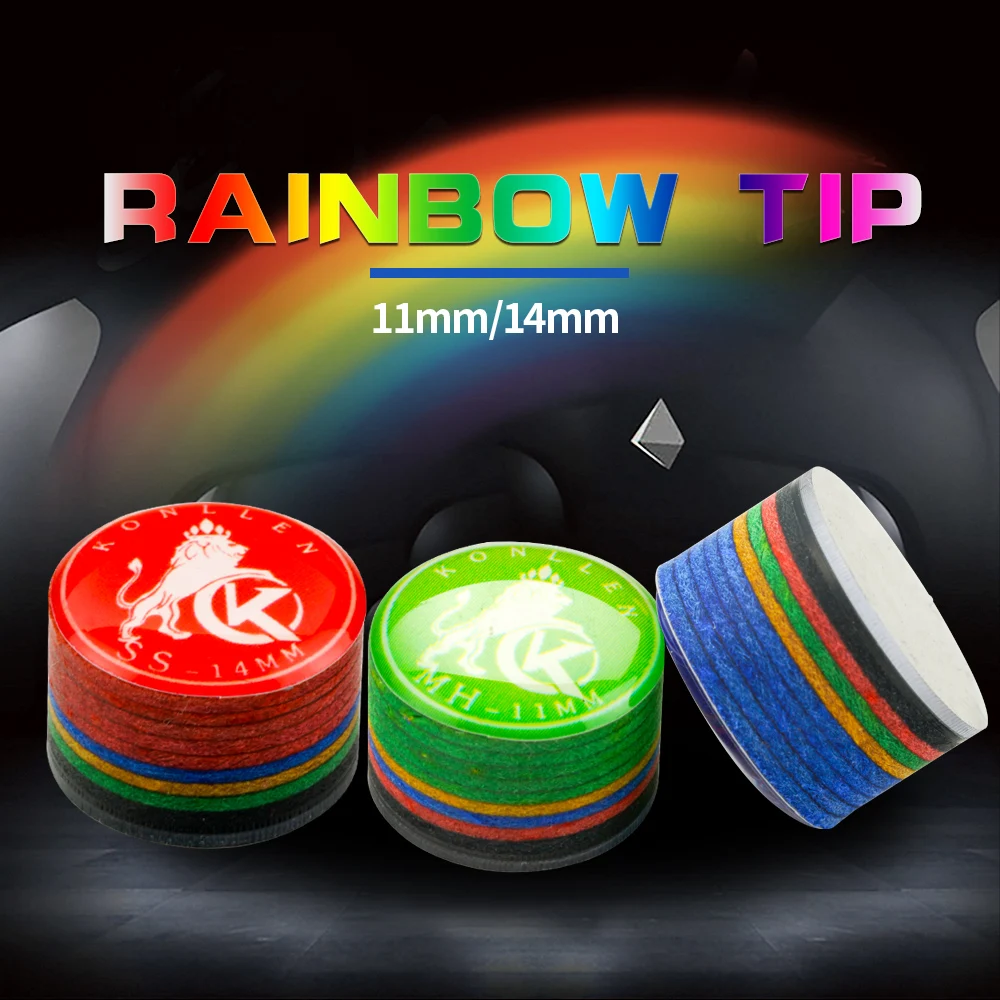 KONLLEN Cue Tip Billiards Rainbow Tips With Clear 11/14mm 9 Multiple-Layers  Snooker Cue Billiards Pool Cue Billiard Accessories