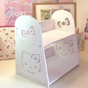 Scaffale portaoggetti da scrivania a 2 livelli Hello Kitty, organizer da scrivania bianco Kawaii, grazioso espositore per trucchi e cancelleria per casa e ufficio da donna