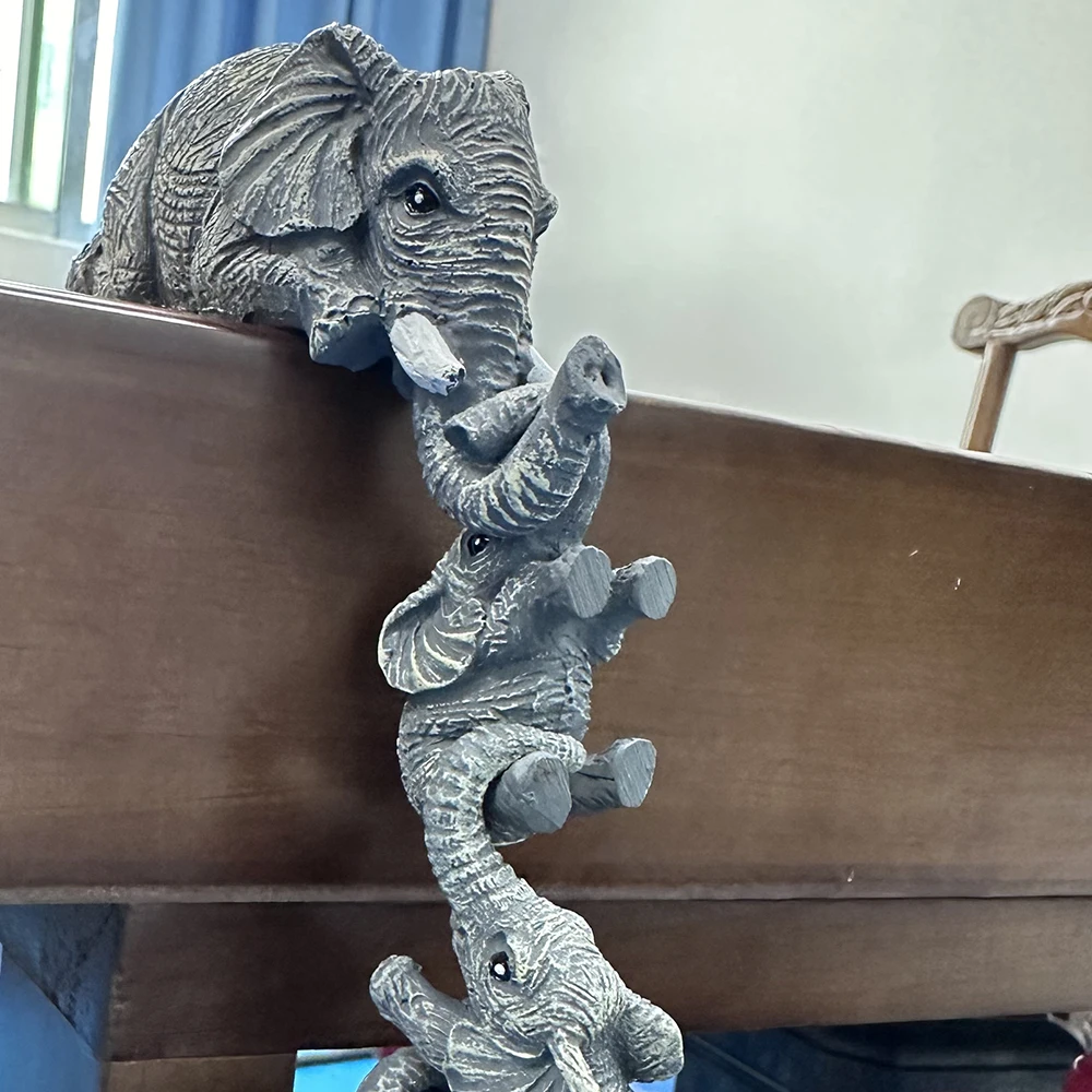 Elephant resin crafts Elephant Set of 3 Mother's Day and Thanksgiving Gifts Home Outdoor Decorative Small Ornaments Resin Hand-Painted Statues