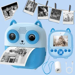 Cute Cartoon Design Instant Print Digital Camera - Mini Portable Photo Printer with Instant Black & White Printing (Blue)