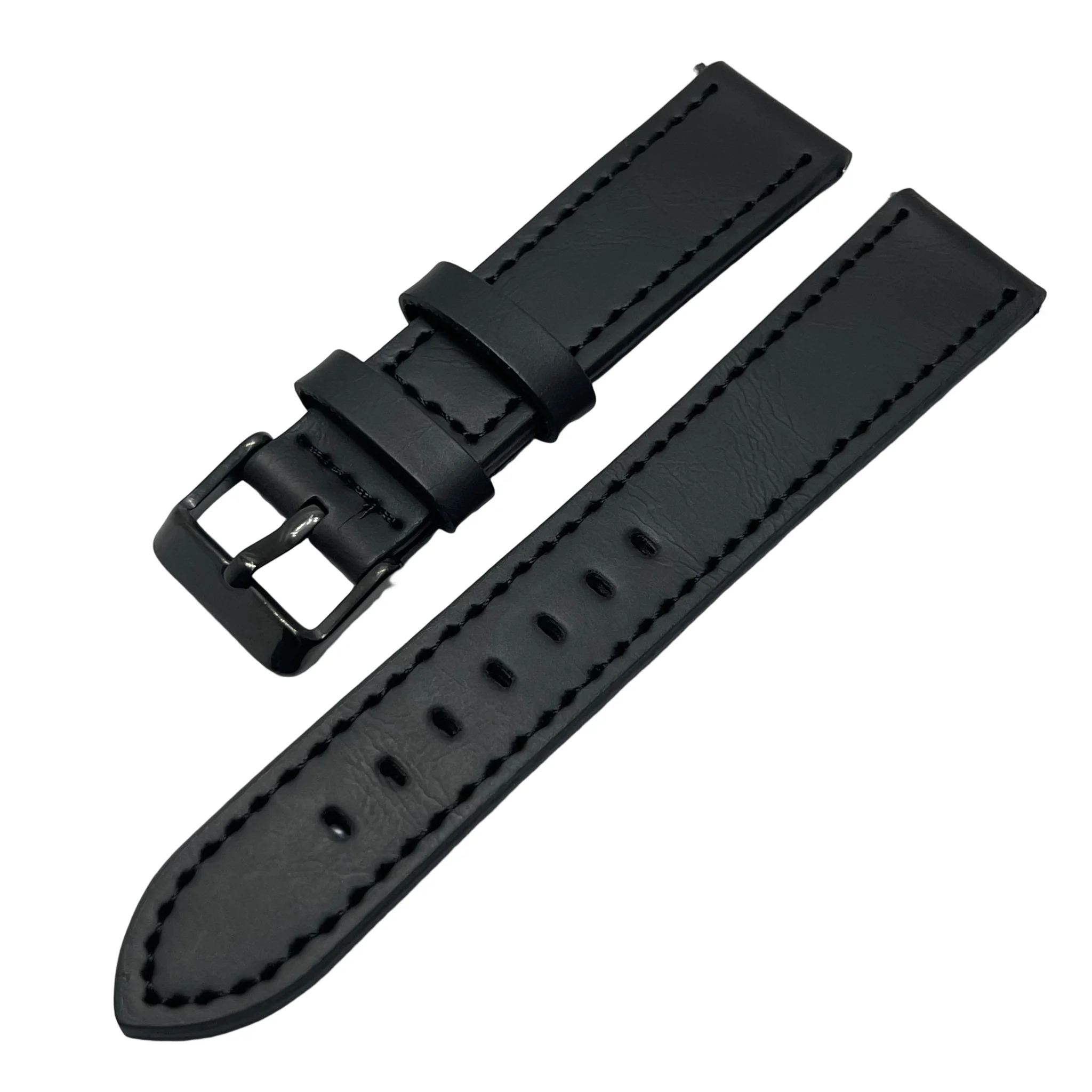 Sleek Black Intelligent Watch Strap with Raw Edge Buckle