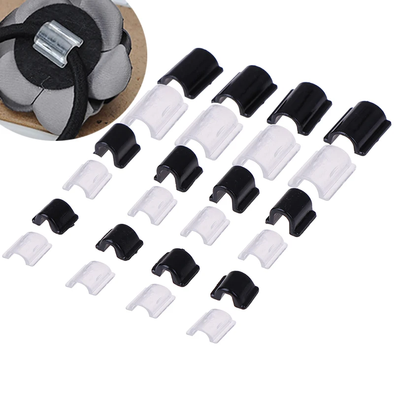 

100Pcs/lot DIY Elasitc Rubber Band Paste Buckles Hair Band Tie Circle Bow Accessories Support