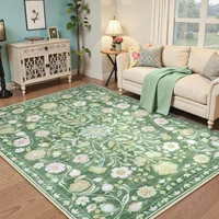Retro Living Room Carpet Bohemian Light Luxury Floral Large Area Bedroom Rug Machine Washable Non-slip Coffee Table Mat Ковер 러그 2