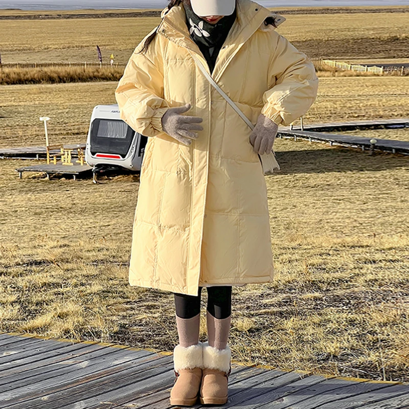 

Женская зимняя куртка с длинной подкладкой, однотонная Повседневная парка, одежда с капюшоном, теплое Стеганое пальто, зимняя верхняя одежда