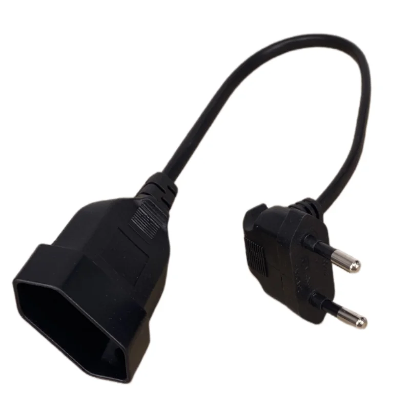 EU Power Adapter Cord 1PCS 90 Degree Angled European Round 2Pin Male to Female Plug Power Cable For UPS PDU 0.3M/0.6M