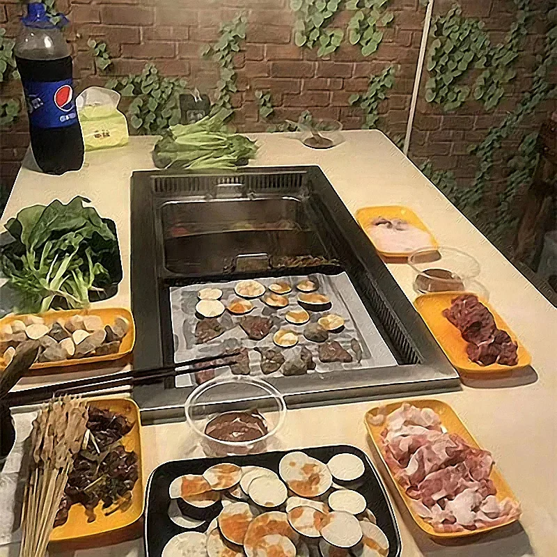 Commercial Barbecue Machine And Hot Pot Embedded Electric Smokeless Grilled Fish Meat Commercial BBQ Grill 4