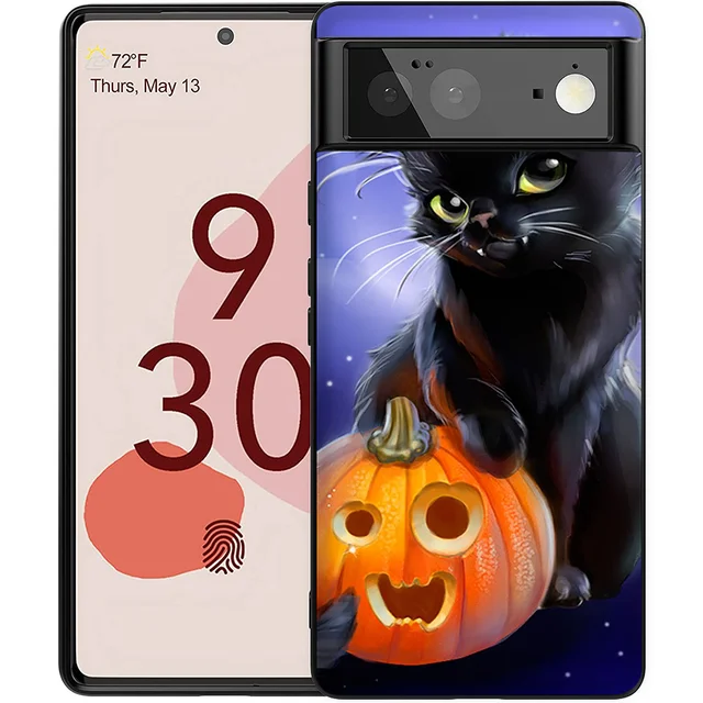 Funda de teléfono de gato con temática de Halloween para Google Pixel 2 3 4  5 6 3a 4a 5a 6a 6 Pro 2XL 3XL 4XL 3a XL funda de calabaza para Pixel 6 Pro|  | - AliExpress