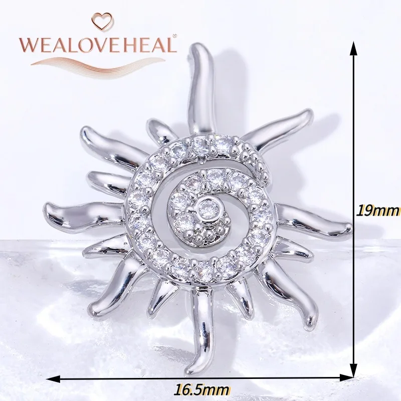 anhänger schmuckherstellung,18K Vergoldete Messing-Sonnenanhänger, Ovale Sonnenstrahlen-Charms mit Hängenden Geometrischen Anhängern, Hochwertige Schmuckkomponenten für Bastelarbeiten – Detail 38