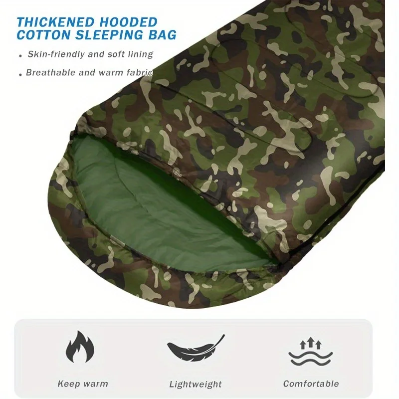 Envelope Digital Camouflage Sleeping Bag Outdoor Camping Camping Sleeping Bag Travel Warm Adult Winter Sleeping Bag