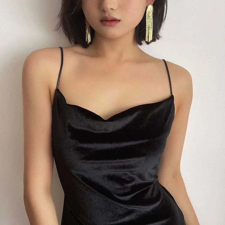 Earrings for Women Full Zircon Tassel Long Earrings Female Ins Personality Trend Design Gold Chain Tassel Earrings