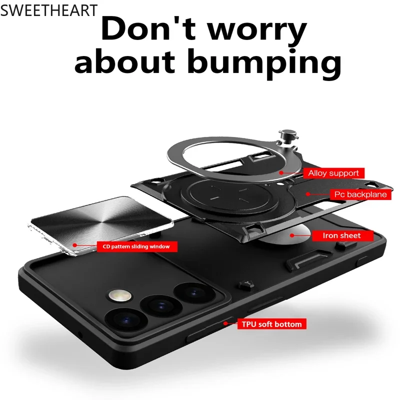 Magnetic Adsorption Armor Metal Ring Case For Samsung Galaxy S24 S23 S22 S21 S20 Ultra S24 S23 Plus S23FE Incoming Call Flashing_voghion.com