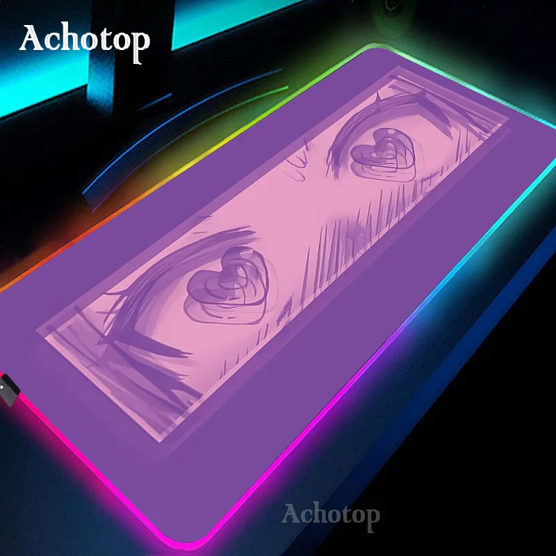 

Anime Girl Mousepad Gaming Mouse Pad Gamer RGB Computer Padmouse Keyboard Desk Mat Purple Mause Mats LED Desk Mat With Backlit