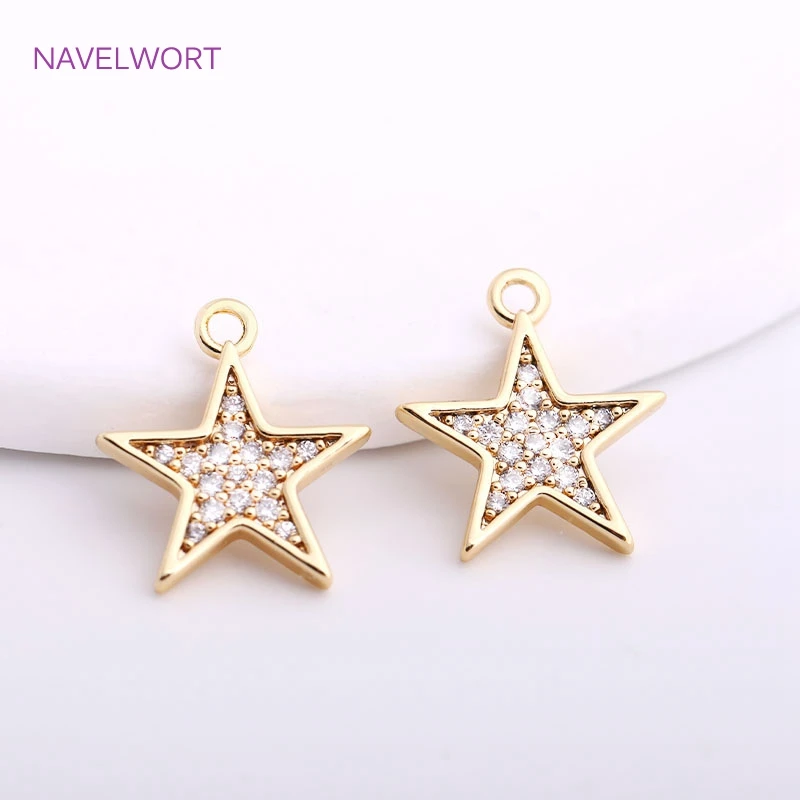 Trendy115mmPentagramPendantsForJewelryMaking14KGoldPlating
