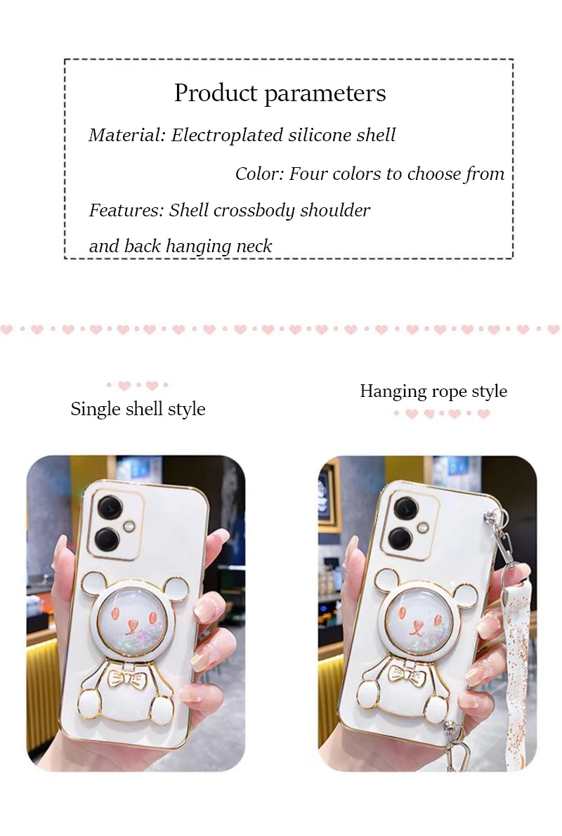 Bear Lanyard Strap Case For Motorola Moto G8 G9 G50 G30 G20 G10 G40 G60S G22 G23 G52 G53 G73 G60s E6S E7 Power Cover_voghion.com