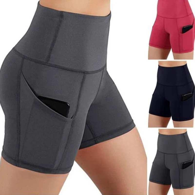 

Women's Summer High Waist Sports Shorts Workout Running Fitness Leggings Female Gym Shorts Jeggings With Side Pocket