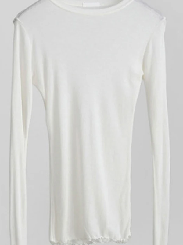High Quality Plain T Shirt Women Cotton Elastic Basic T-shirts Female Casual Tops Long Sleeve Sexy Thin T-shirt see through
