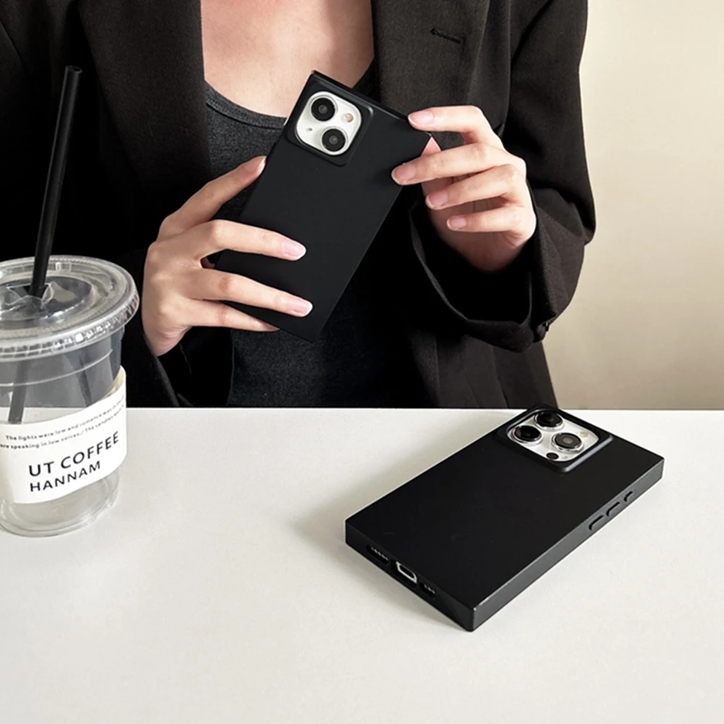 غطاء جراب هاتف أسود غير لامع مستطيلي أحادي اللون ،...