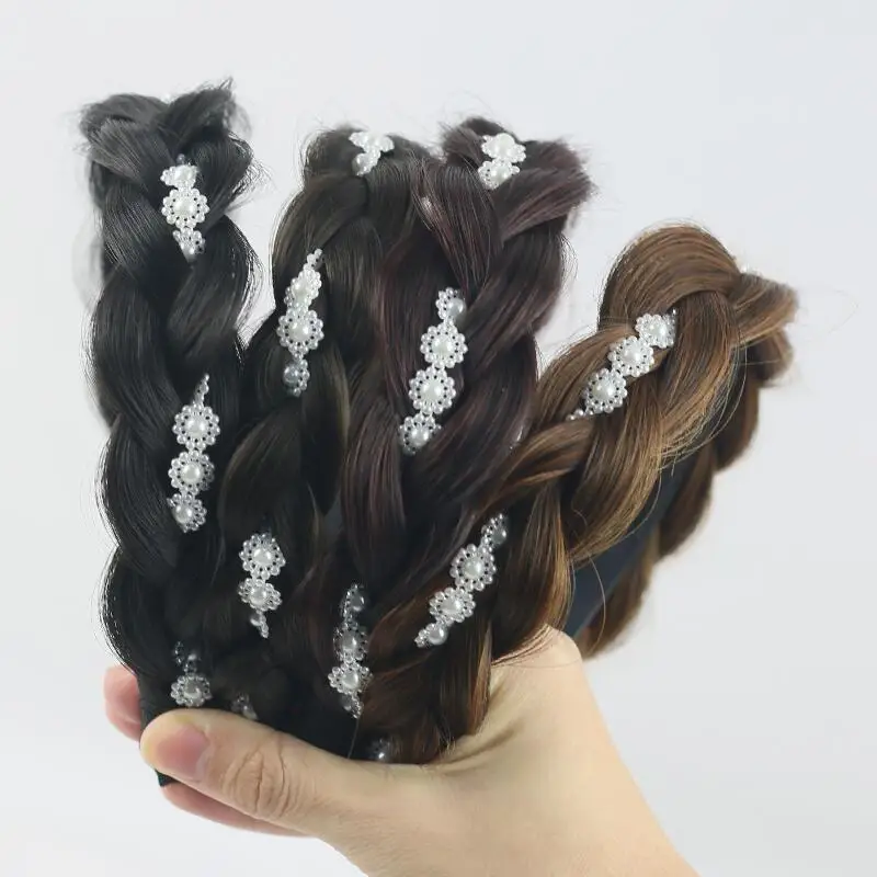 

One-piece Sunflower Twist Braid Wig Hairband Fishbone Braid Temperament Headband Non-slip Headdress For Female Hair Accessories