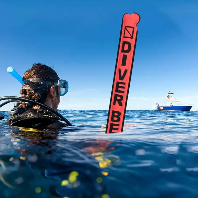4ft High Visibility Inflatable Dive Marker Buoy With Reflective Strips - Safety Sausage For Scuba Diving & Snorkeling