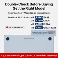 Coque rigide de protection mate pour ordinateur portable M5, compatible MacBook Air 13,6 pouces (versions 2022-2026), modèles M4, M3, M2, A3449, A3240, A3113, A2681 2