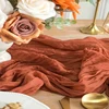 1pc Terracotta Boho Crinkle Table Runner, Long Gauze Rustic Cheese Cloths for Wedding Bridal Shower Birthday Party Decorations 5